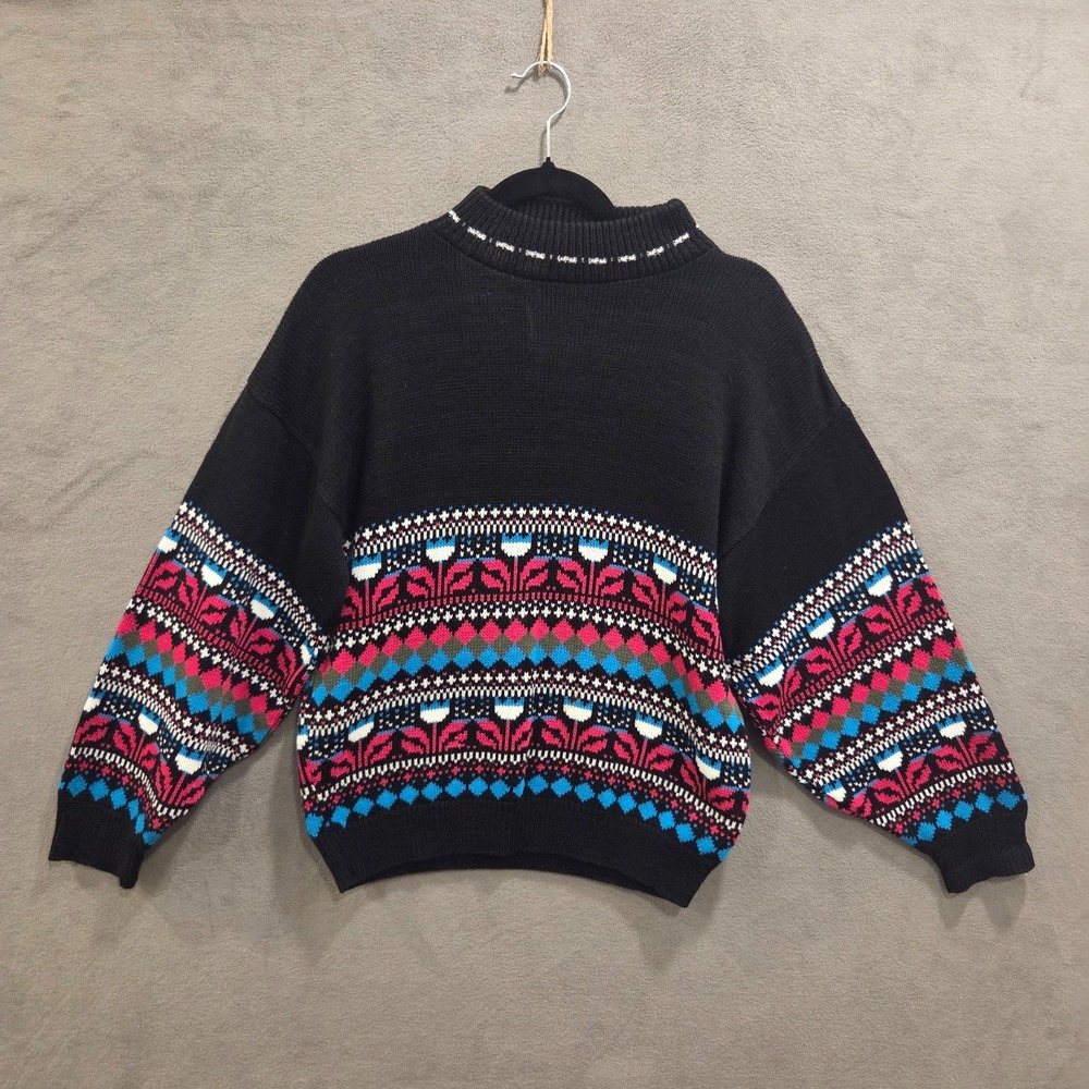 Floral Print Turtle Neck Sweater Women's Casual Classic Warm Cozy‎ Comfy